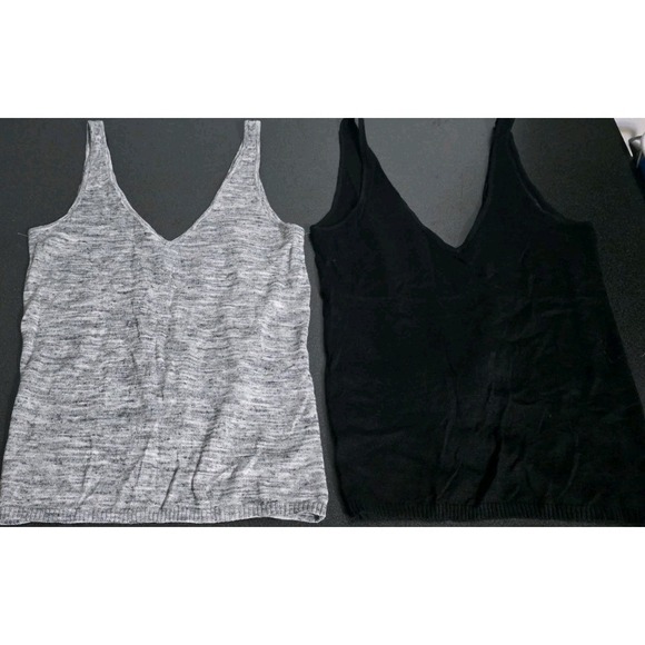 2pc Lululemon Mix & Mingle Tank Heathered Gray Black Woman 4 Yoga Linen Blend - Picture 3 of 12